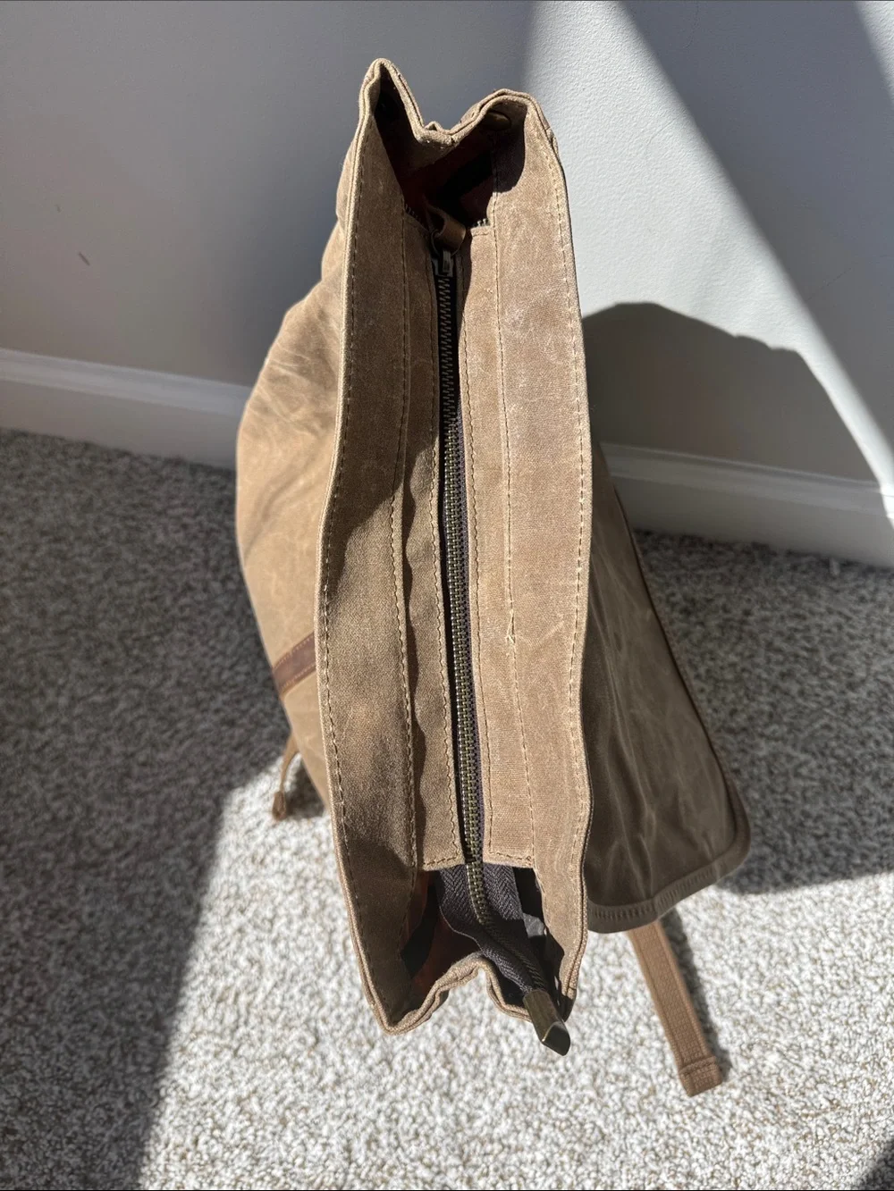 Solstice Waxed Canvas & Leather Laptop Backpack NWOT